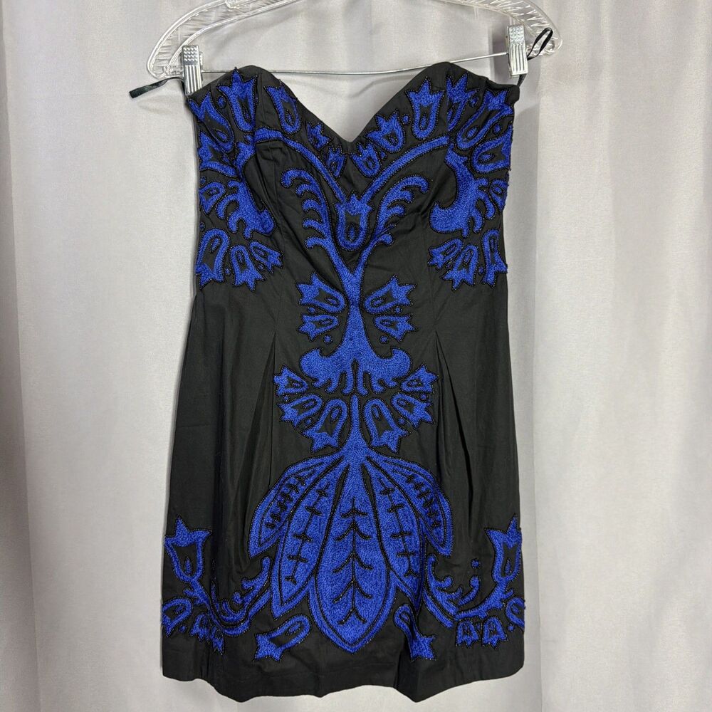 French Connection Beaded Embroidered Strapless Cocktail Dress Size 6
